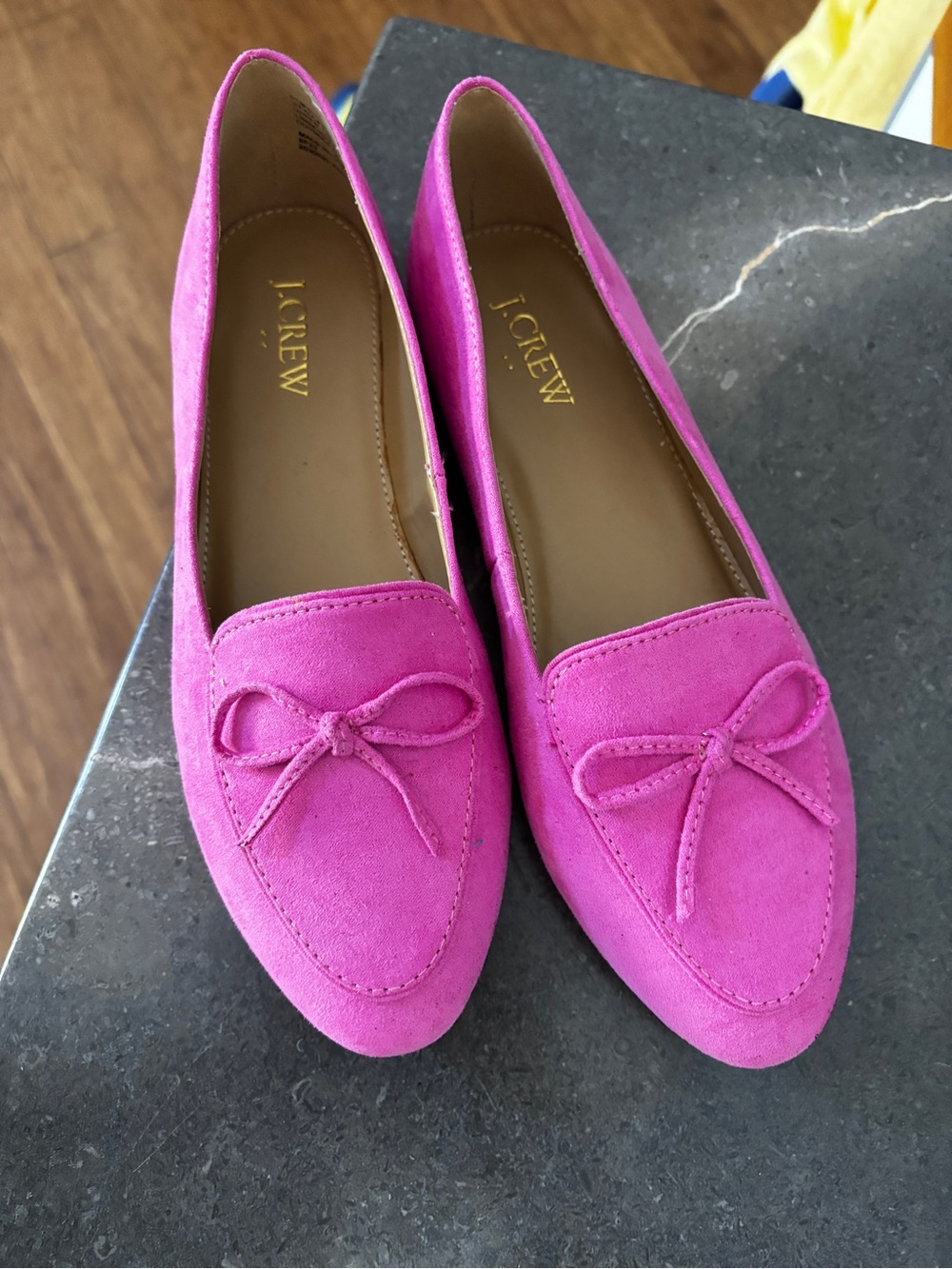 New J Crew Women's Pink Suede Bow Loafers size 6.5 no box never worn
